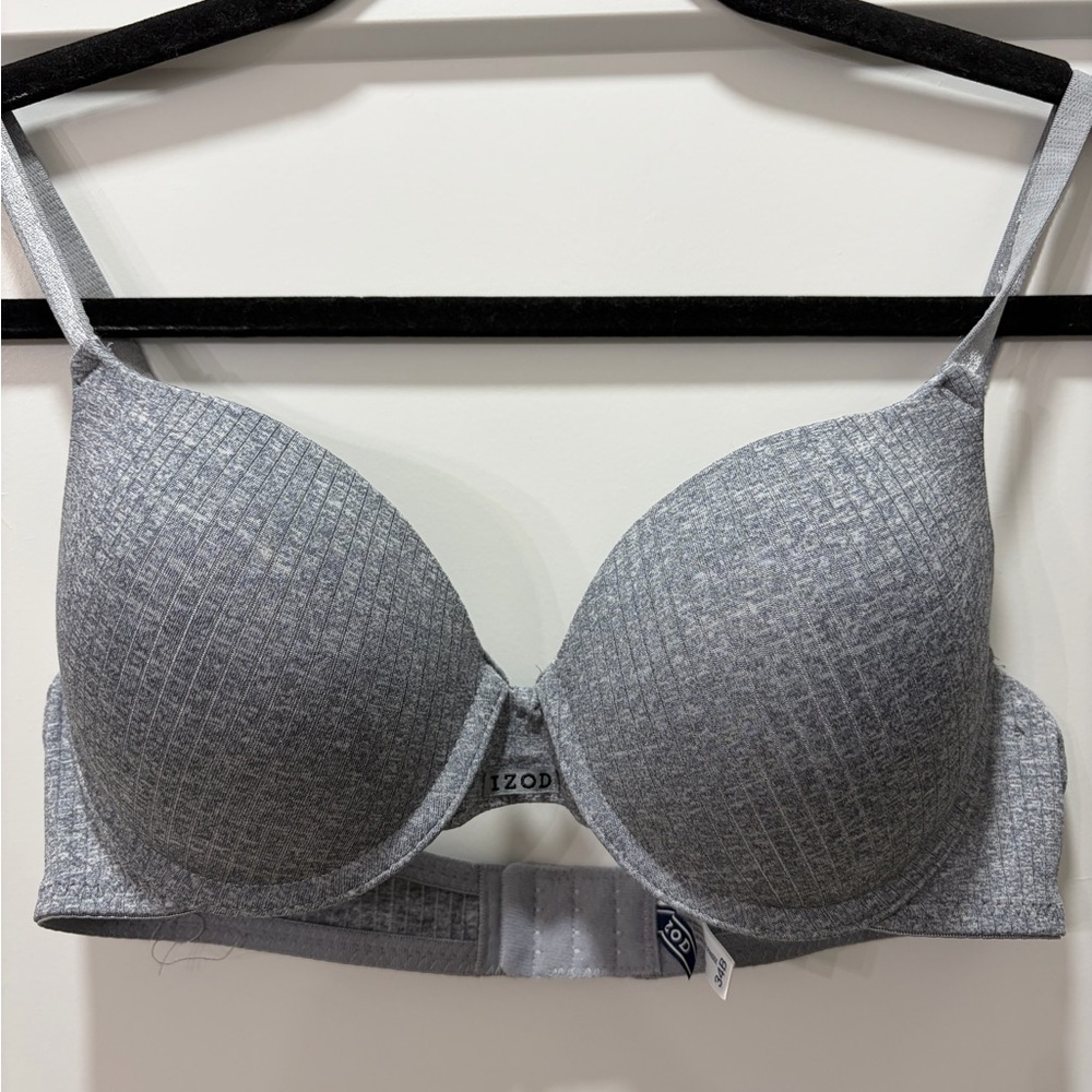 IZOD Women's Soft Full Coverage Breathable Everyday Gray Bra. 34B